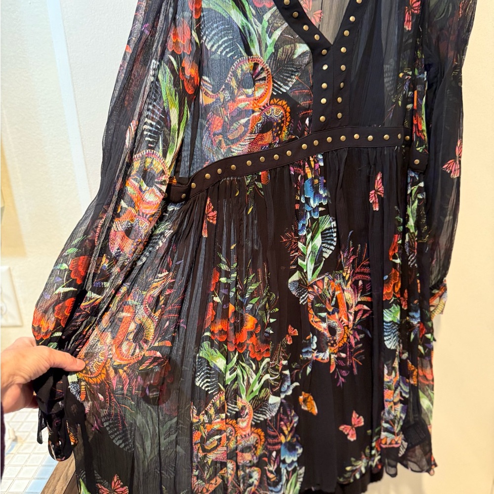 Maeve Black Floral Dress with Studded Detail - Picture 2 of 9